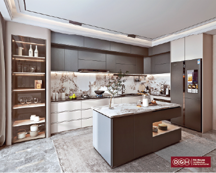 Thi công tủ bếp màu sắc nổi bật và kết hợp hài hòa