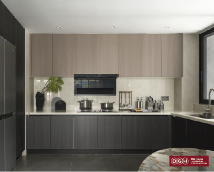 Tủ bếp chữ L mang lại cảm giác rộng rãi